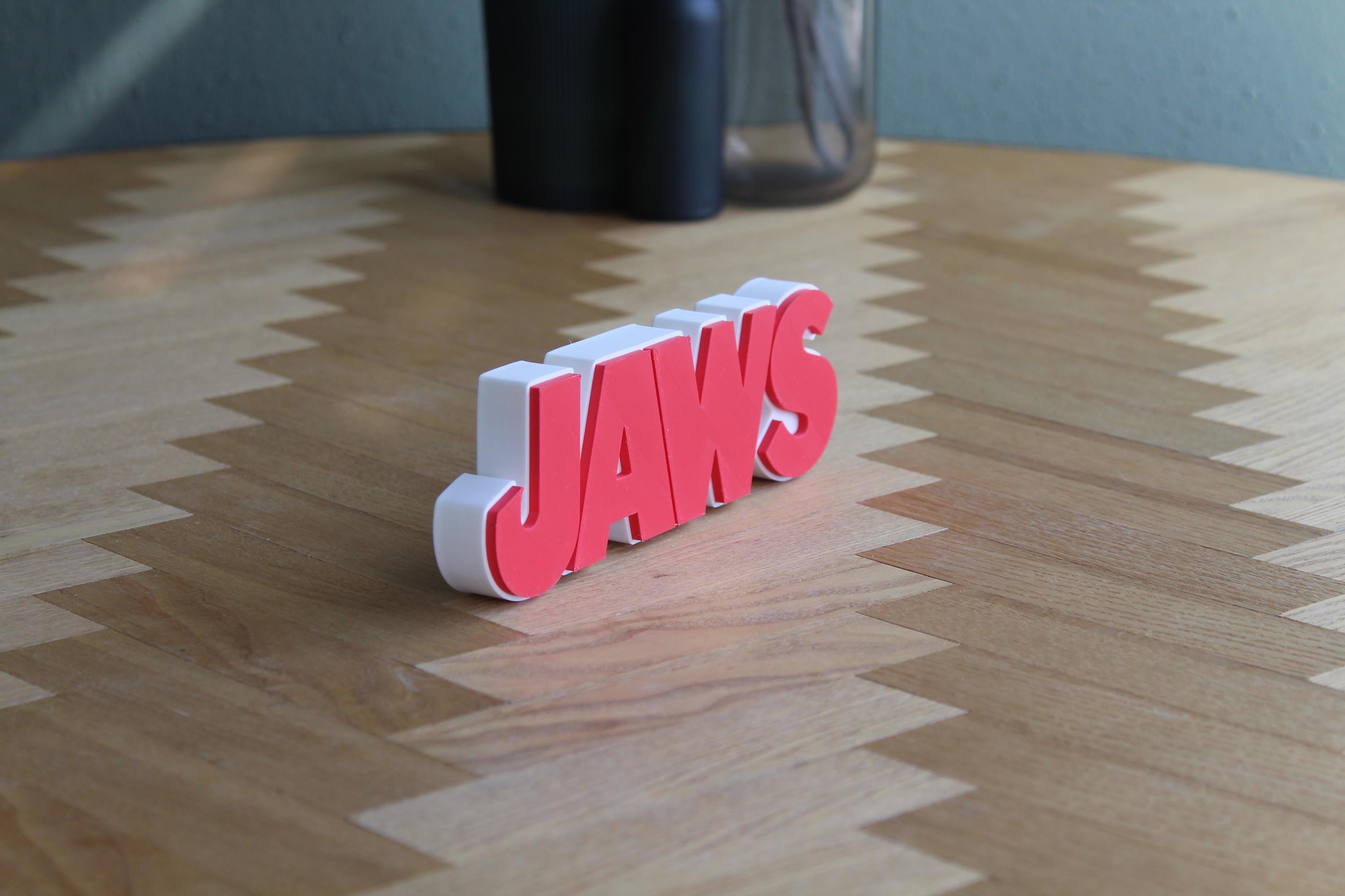 Jaws Logo | Der Weiße Hai | Kultfilm Symbol | Thriller Dekoration | 3D Druck Figur
