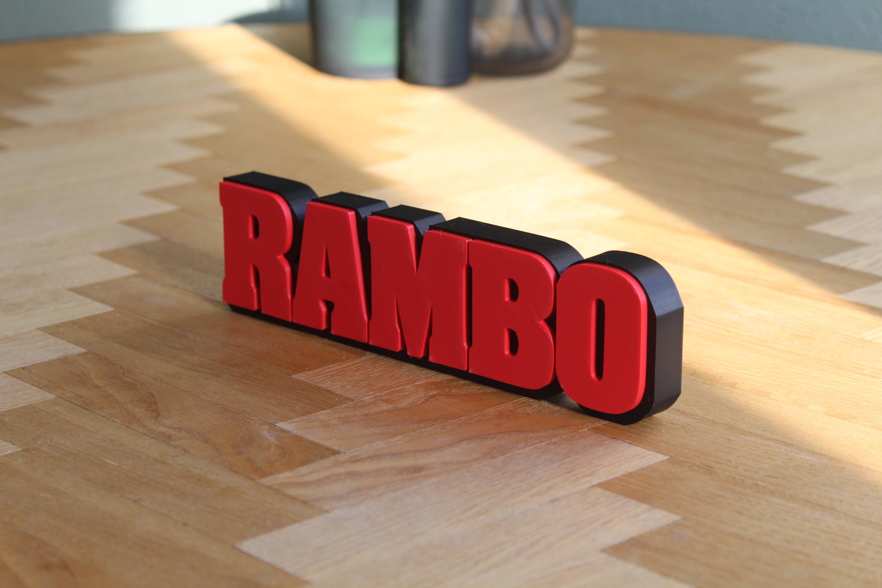 Rambo Logo | John Rambo | Kultfigur Dekoration | Legendärer Filmklassiker | Sylvester Stallone | 3D Druck Figur