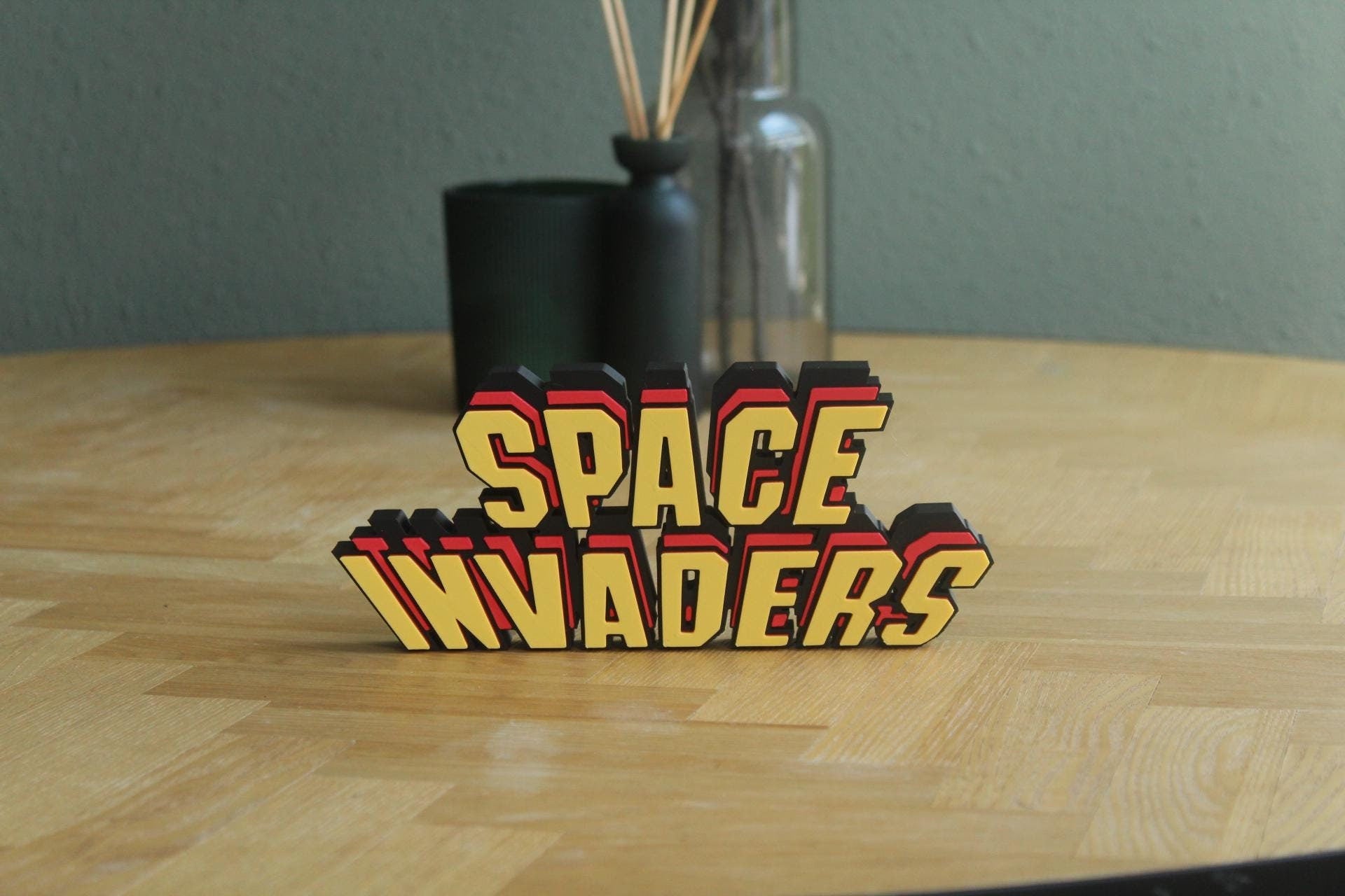Space Invaders Logo | Computerspiel | Retro Arcade | Klassisches Spiel | 3D Druck Logo