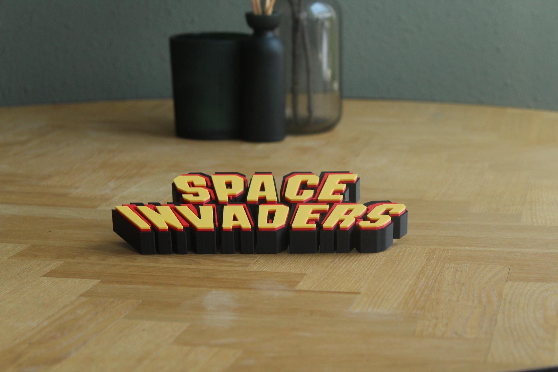 Space Invaders Logo | Computerspiel | Retro Arcade | Klassisches Spiel | 3D Druck Logo