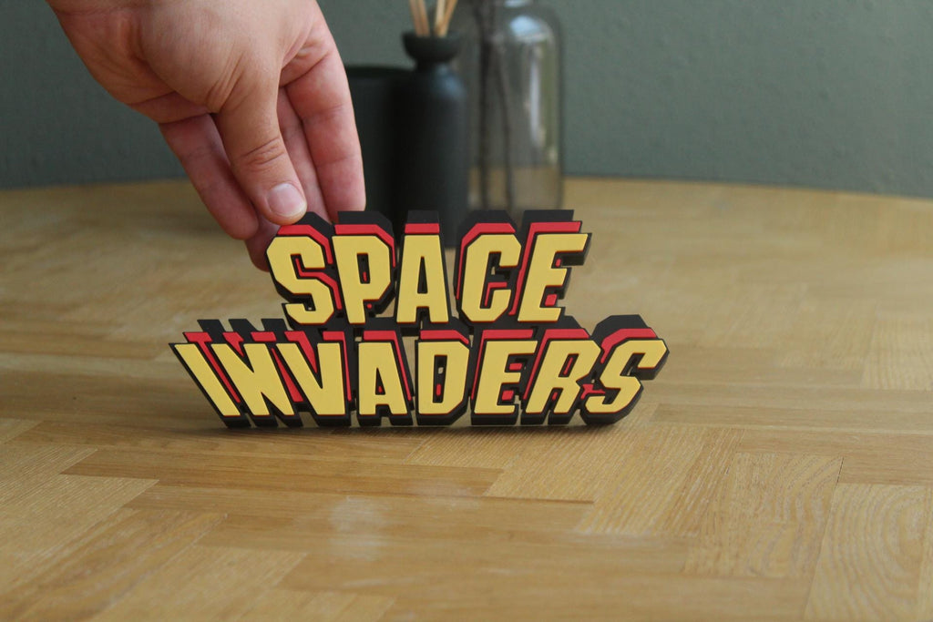 Space Invaders Logo | Computerspiel | Retro Arcade | Klassisches Spiel | 3D Druck Logo