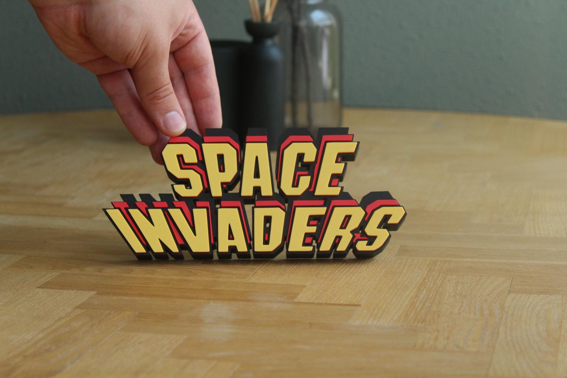 Space Invaders Logo | Computerspiel | Retro Arcade | Klassisches Spiel | 3D Druck Logo