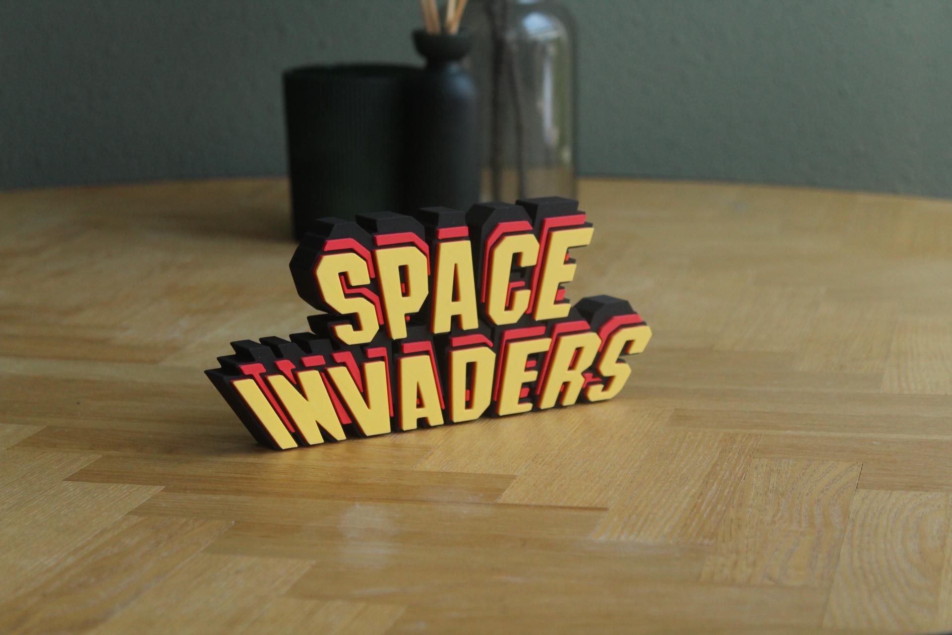 Space Invaders Logo | Computerspiel | Retro Arcade | Klassisches Spiel | 3D Druck Logo