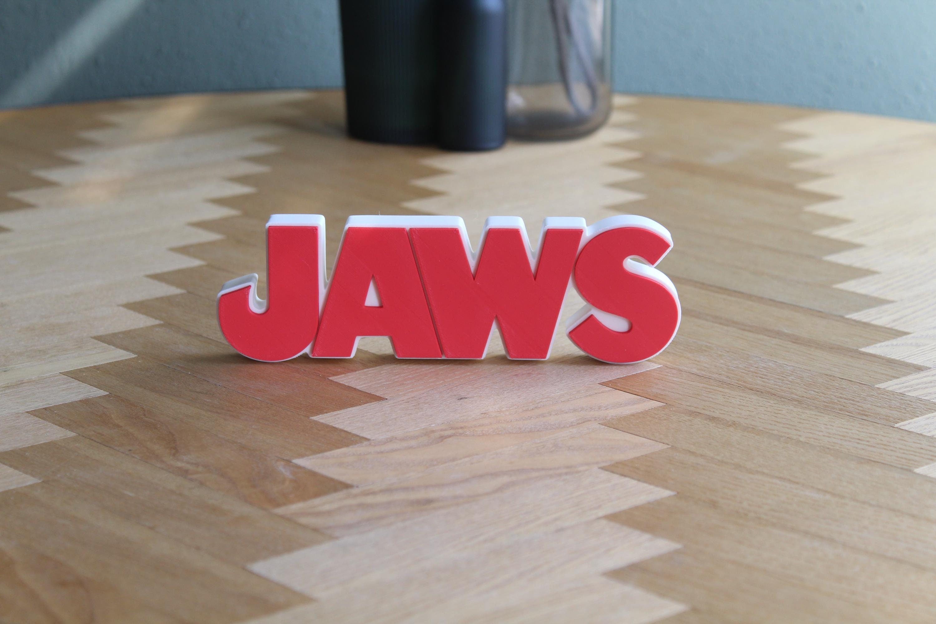 Jaws Logo | Der Weiße Hai | Kultfilm Symbol | Thriller Dekoration | 3D Druck Figur